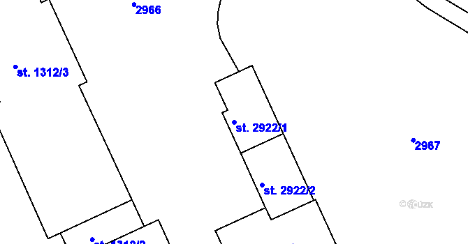 Parcela st. 2922/1 v KÚ Choceň, Katastrální mapa