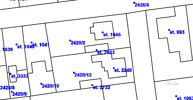 Parcela st. 2923 v KÚ Choceň, Katastrální mapa