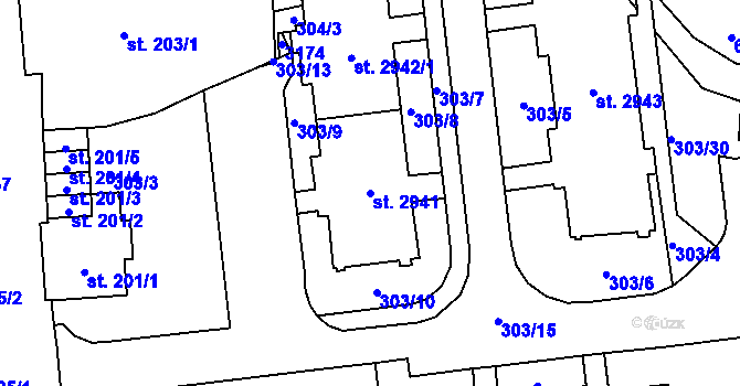 Parcela st. 2941 v KÚ Choceň, Katastrální mapa