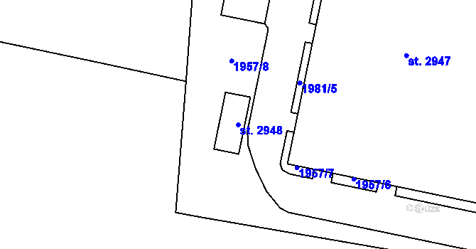 Parcela st. 2948 v KÚ Choceň, Katastrální mapa