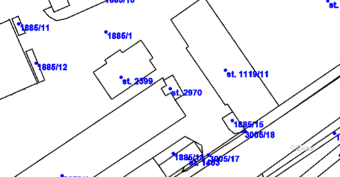 Parcela st. 2970 v KÚ Choceň, Katastrální mapa