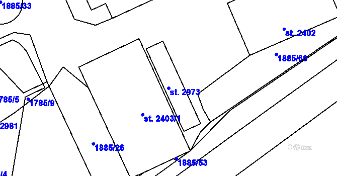 Parcela st. 2973 v KÚ Choceň, Katastrální mapa