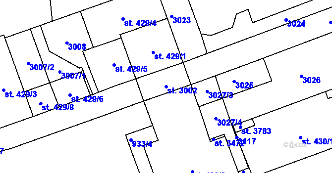 Parcela st. 3002 v KÚ Choceň, Katastrální mapa