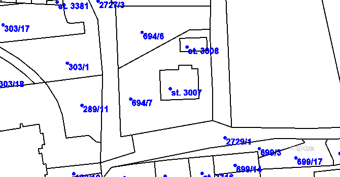 Parcela st. 3007 v KÚ Choceň, Katastrální mapa