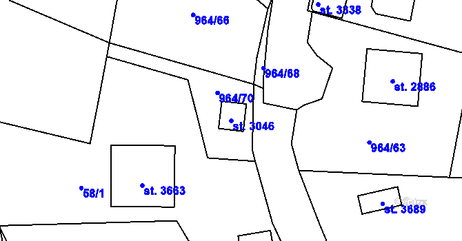 Parcela st. 3046 v KÚ Choceň, Katastrální mapa