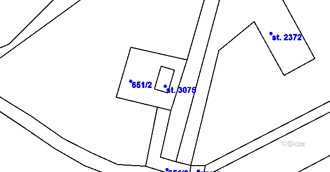 Parcela st. 3075 v KÚ Choceň, Katastrální mapa
