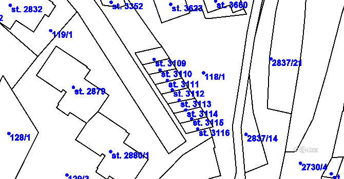 Parcela st. 3112 v KÚ Choceň, Katastrální mapa