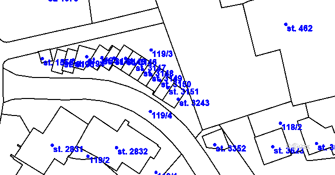 Parcela st. 3151 v KÚ Choceň, Katastrální mapa