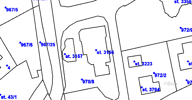 Parcela st. 3156 v KÚ Choceň, Katastrální mapa