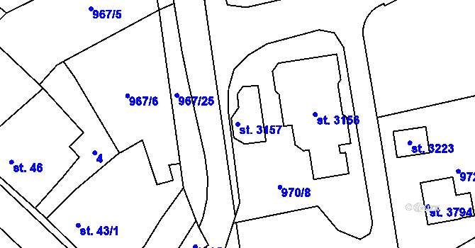 Parcela st. 3157 v KÚ Choceň, Katastrální mapa
