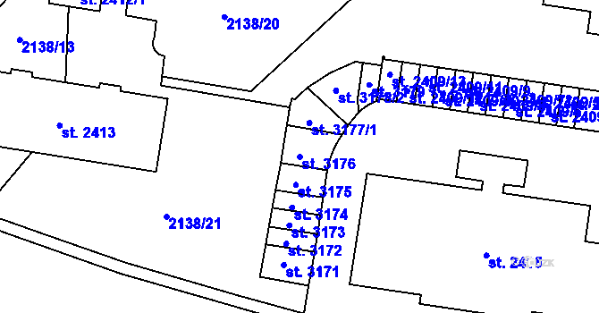 Parcela st. 3176 v KÚ Choceň, Katastrální mapa