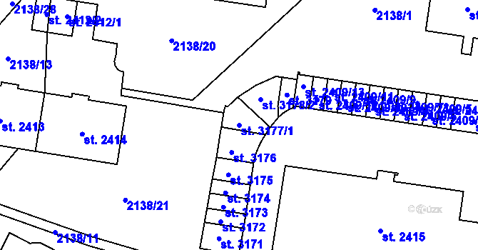 Parcela st. 3177/1 v KÚ Choceň, Katastrální mapa