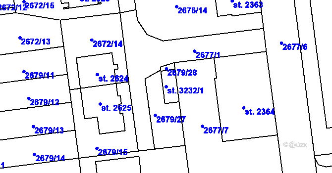 Parcela st. 3232/1 v KÚ Choceň, Katastrální mapa