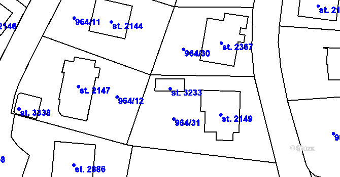 Parcela st. 3233 v KÚ Choceň, Katastrální mapa