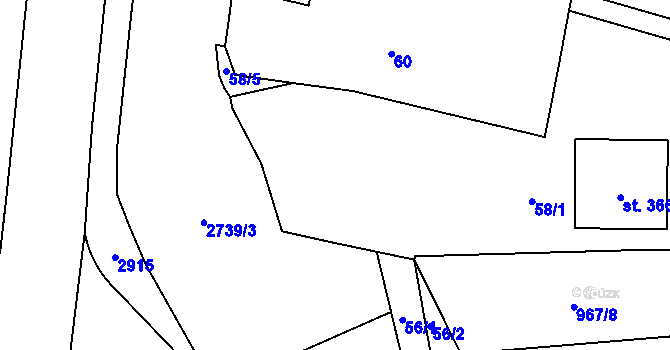 Parcela st. 58/3 v KÚ Choceň, Katastrální mapa