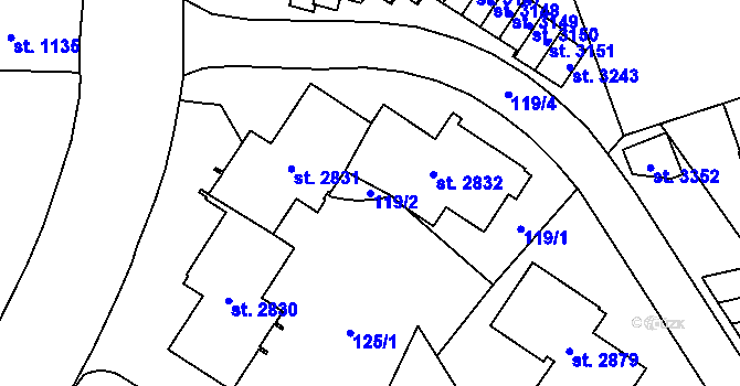 Parcela st. 119/2 v KÚ Choceň, Katastrální mapa