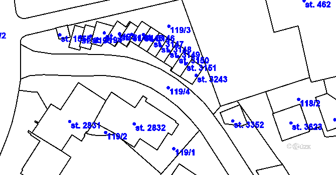 Parcela st. 119/4 v KÚ Choceň, Katastrální mapa