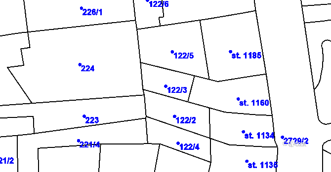 Parcela st. 122/3 v KÚ Choceň, Katastrální mapa