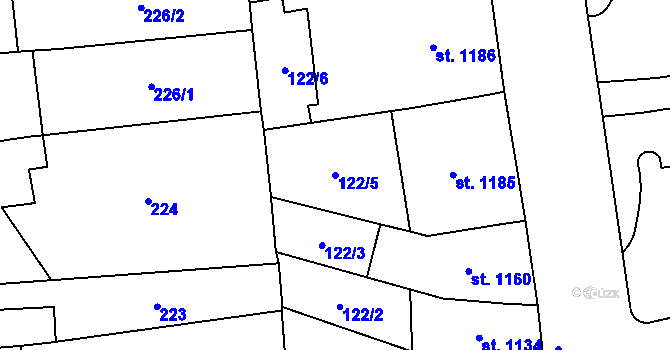 Parcela st. 122/5 v KÚ Choceň, Katastrální mapa