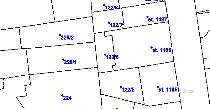 Parcela st. 122/6 v KÚ Choceň, Katastrální mapa
