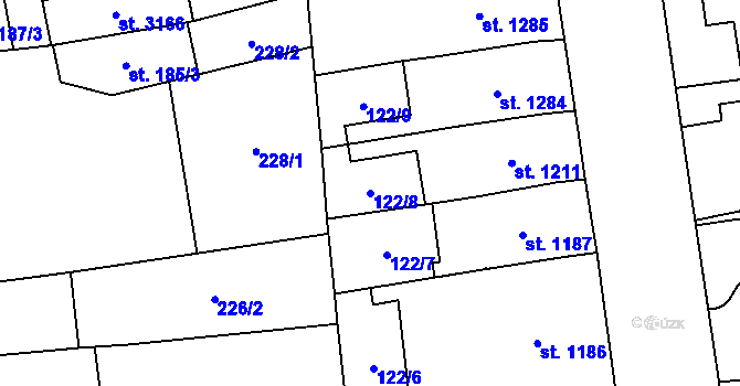 Parcela st. 122/8 v KÚ Choceň, Katastrální mapa