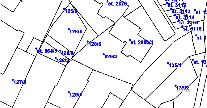 Parcela st. 129/3 v KÚ Choceň, Katastrální mapa
