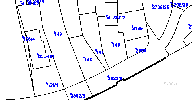 Parcela st. 147 v KÚ Choceň, Katastrální mapa