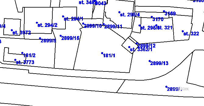 Parcela st. 181/1 v KÚ Choceň, Katastrální mapa