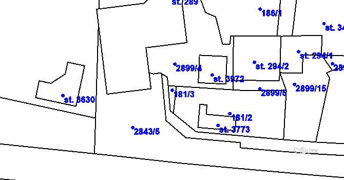 Parcela st. 181/3 v KÚ Choceň, Katastrální mapa