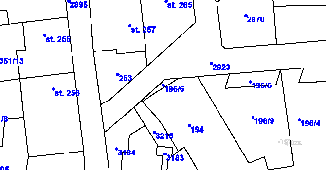 Parcela st. 196/6 v KÚ Choceň, Katastrální mapa