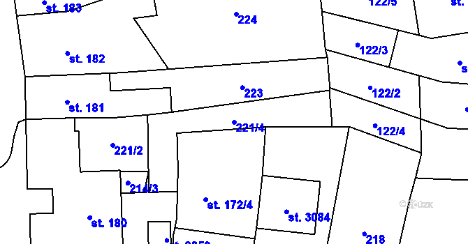 Parcela st. 221/4 v KÚ Choceň, Katastrální mapa