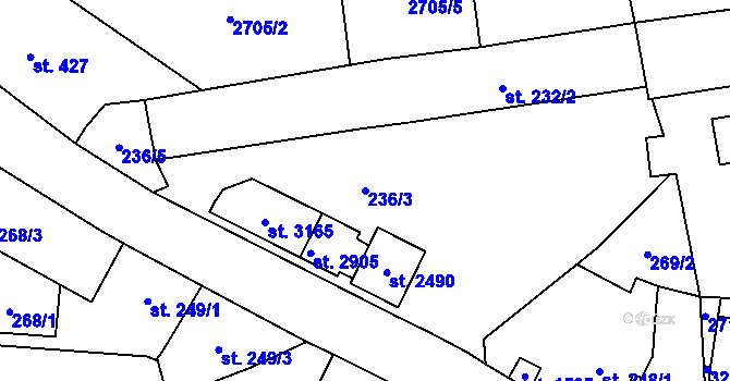 Parcela st. 236/3 v KÚ Choceň, Katastrální mapa
