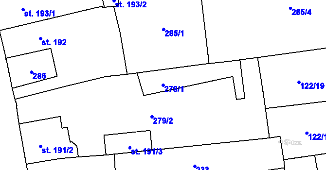 Parcela st. 279/1 v KÚ Choceň, Katastrální mapa
