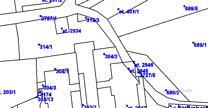 Parcela st. 304/2 v KÚ Choceň, Katastrální mapa