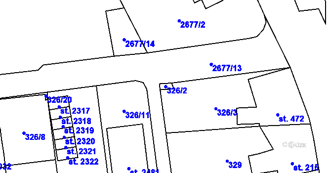 Parcela st. 326/2 v KÚ Choceň, Katastrální mapa