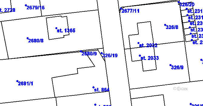 Parcela st. 326/19 v KÚ Choceň, Katastrální mapa