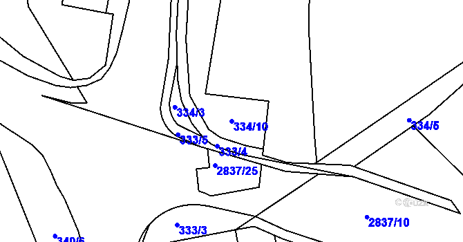 Parcela st. 334/10 v KÚ Choceň, Katastrální mapa