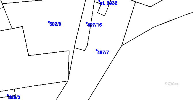 Parcela st. 497/7 v KÚ Choceň, Katastrální mapa