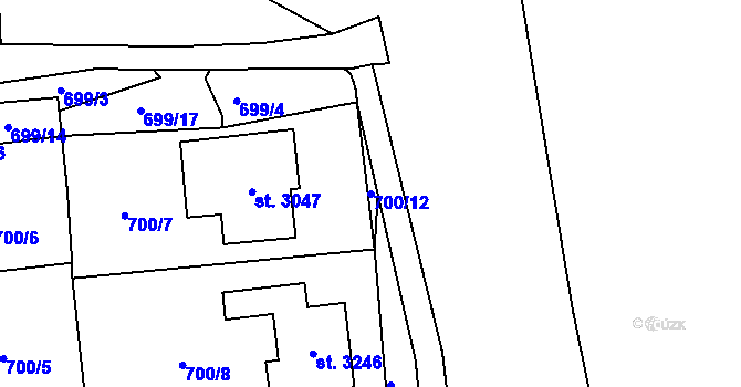 Parcela st. 700/12 v KÚ Choceň, Katastrální mapa