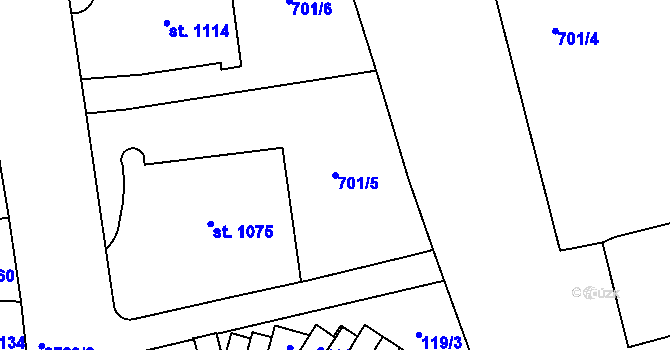Parcela st. 701/5 v KÚ Choceň, Katastrální mapa