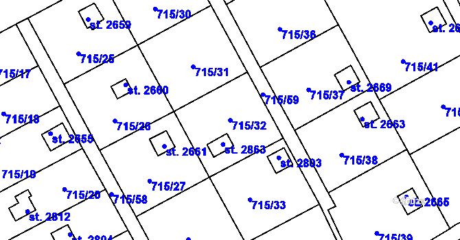 Parcela st. 715/32 v KÚ Choceň, Katastrální mapa