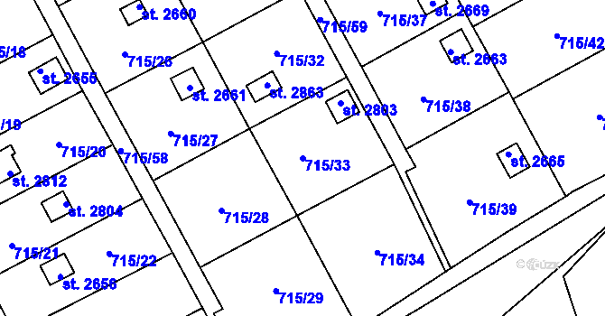Parcela st. 715/33 v KÚ Choceň, Katastrální mapa