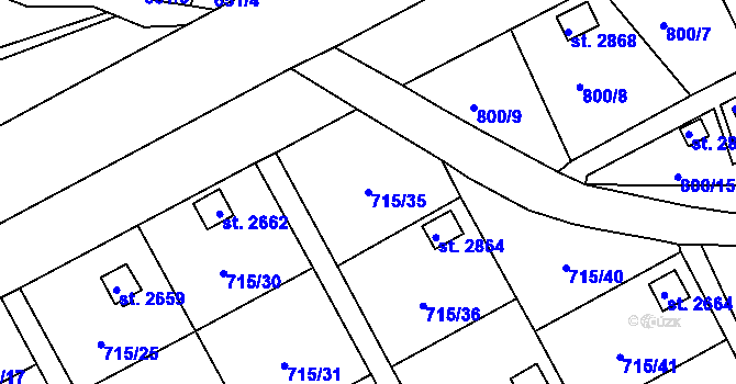 Parcela st. 715/35 v KÚ Choceň, Katastrální mapa