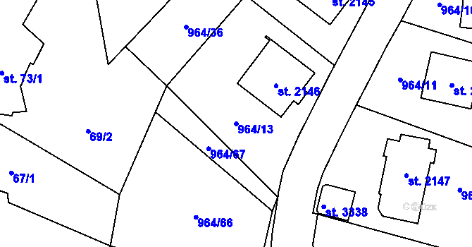 Parcela st. 964/13 v KÚ Choceň, Katastrální mapa