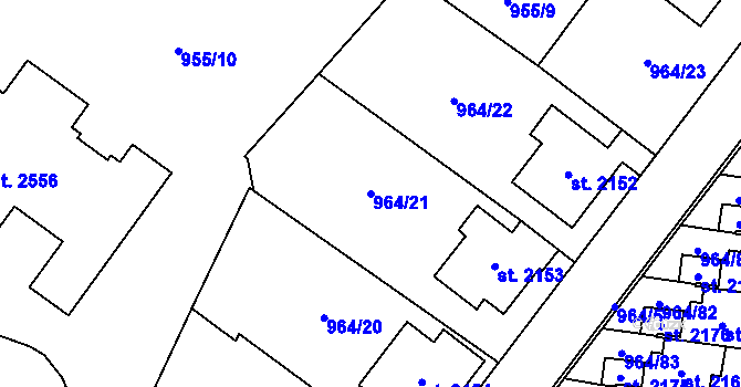 Parcela st. 964/21 v KÚ Choceň, Katastrální mapa