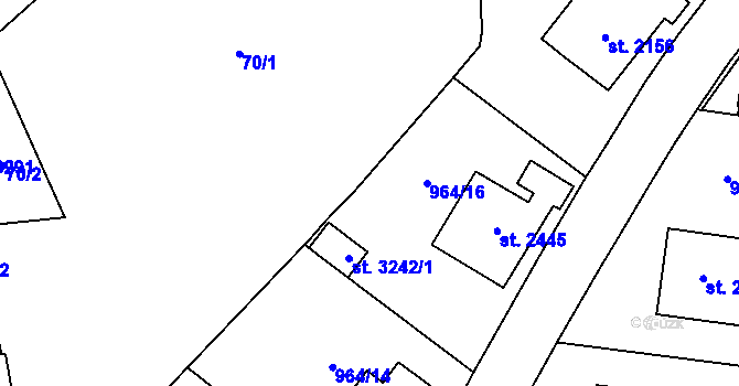 Parcela st. 964/32 v KÚ Choceň, Katastrální mapa