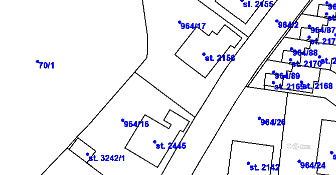 Parcela st. 964/33 v KÚ Choceň, Katastrální mapa