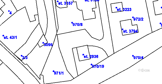 Parcela st. 970/5 v KÚ Choceň, Katastrální mapa