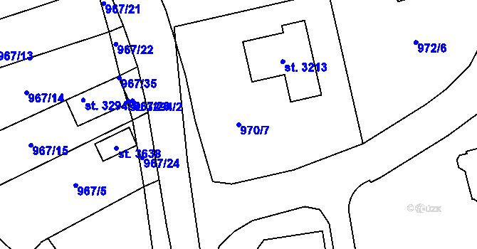 Parcela st. 970/7 v KÚ Choceň, Katastrální mapa