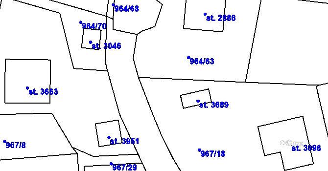 Parcela st. 970/17 v KÚ Choceň, Katastrální mapa